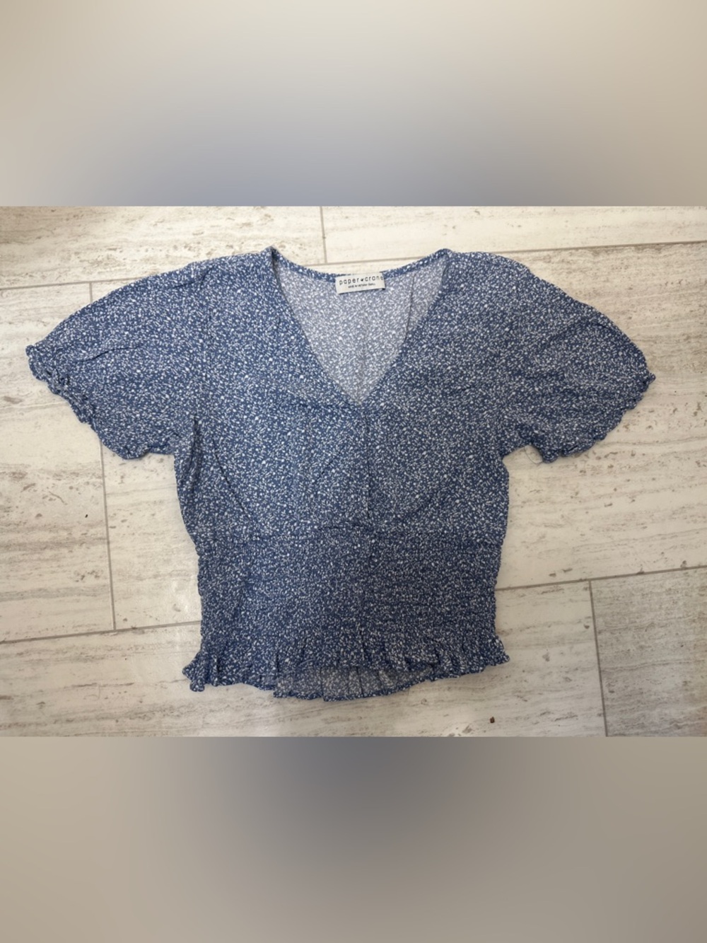 Paper Crane Floral Blue/White Blouse
